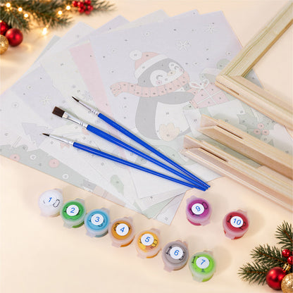 Lavender Snowman on Skis (Mini Paint by Numbers)