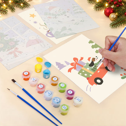 Lavender Snowman on Skis (Mini Paint by Numbers)