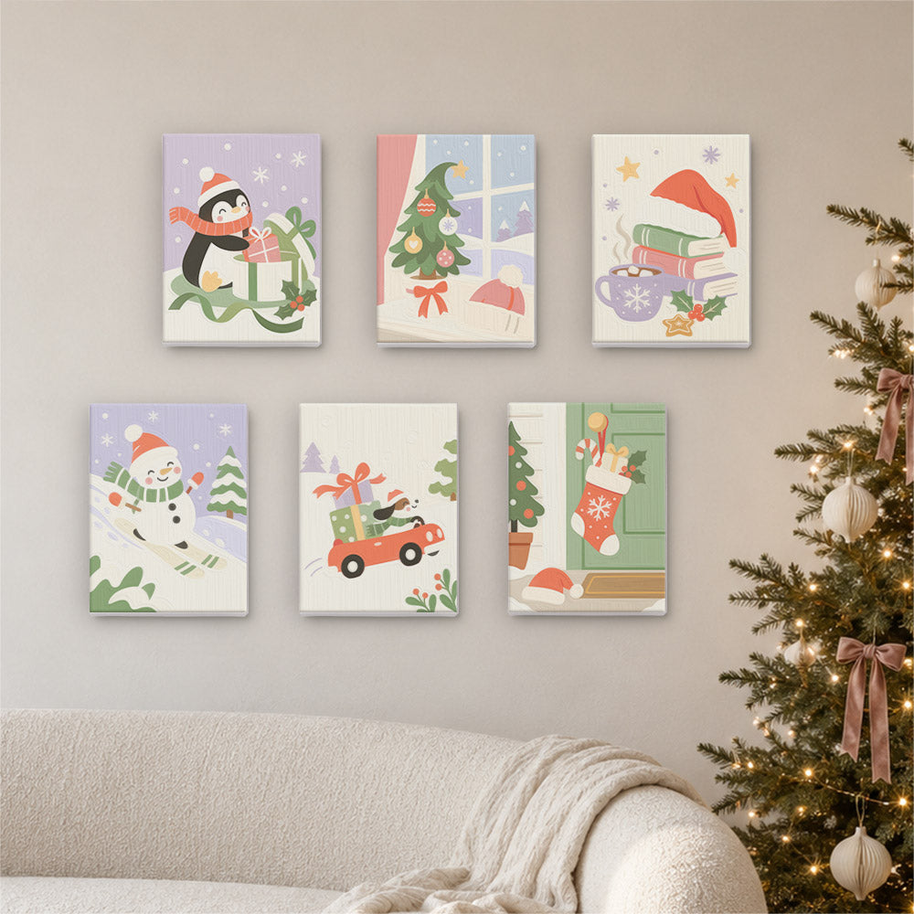Lavender Snowman on Skis (Mini Paint by Numbers)
