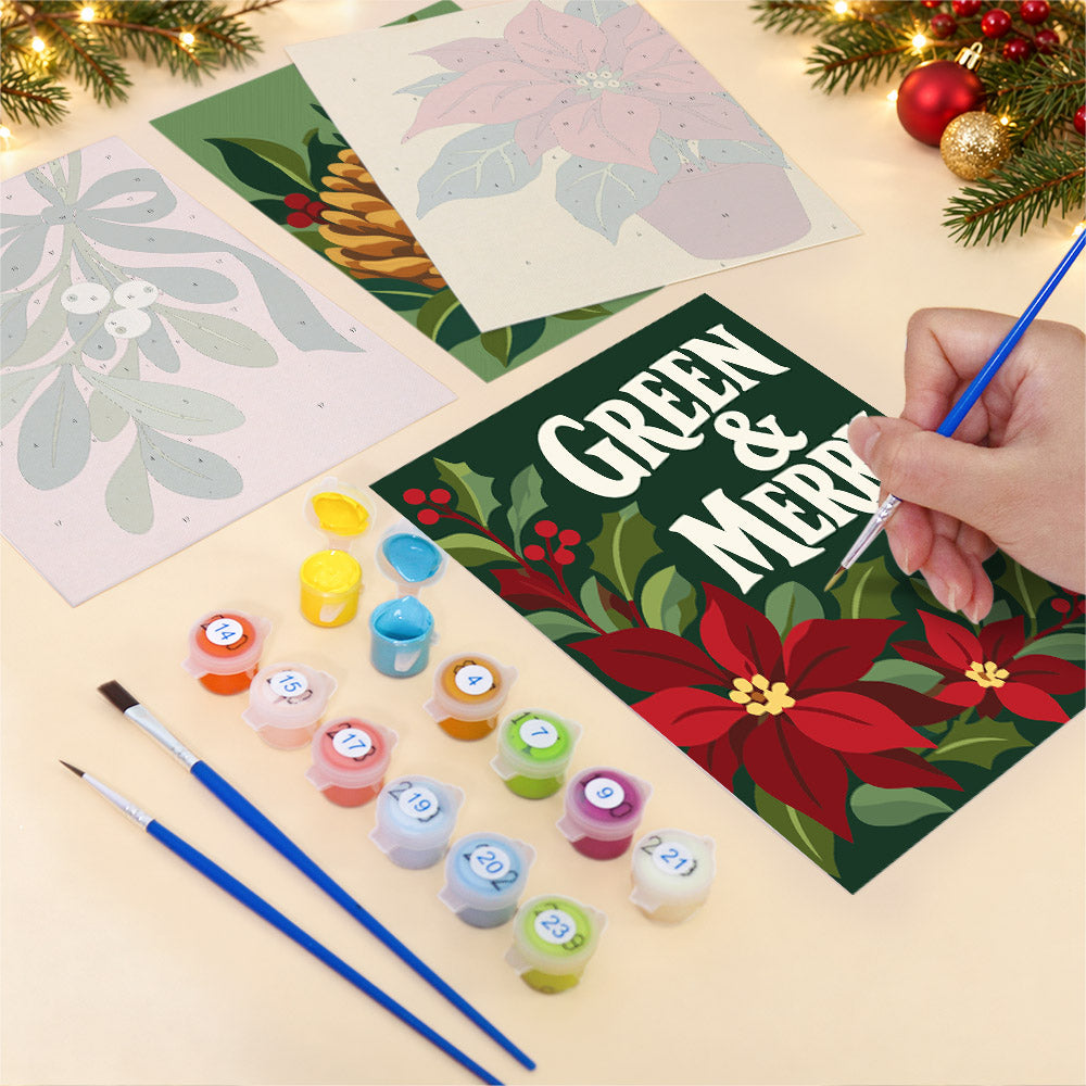 Green and Merry Mistletoe (Mini Paint by Numbers)
