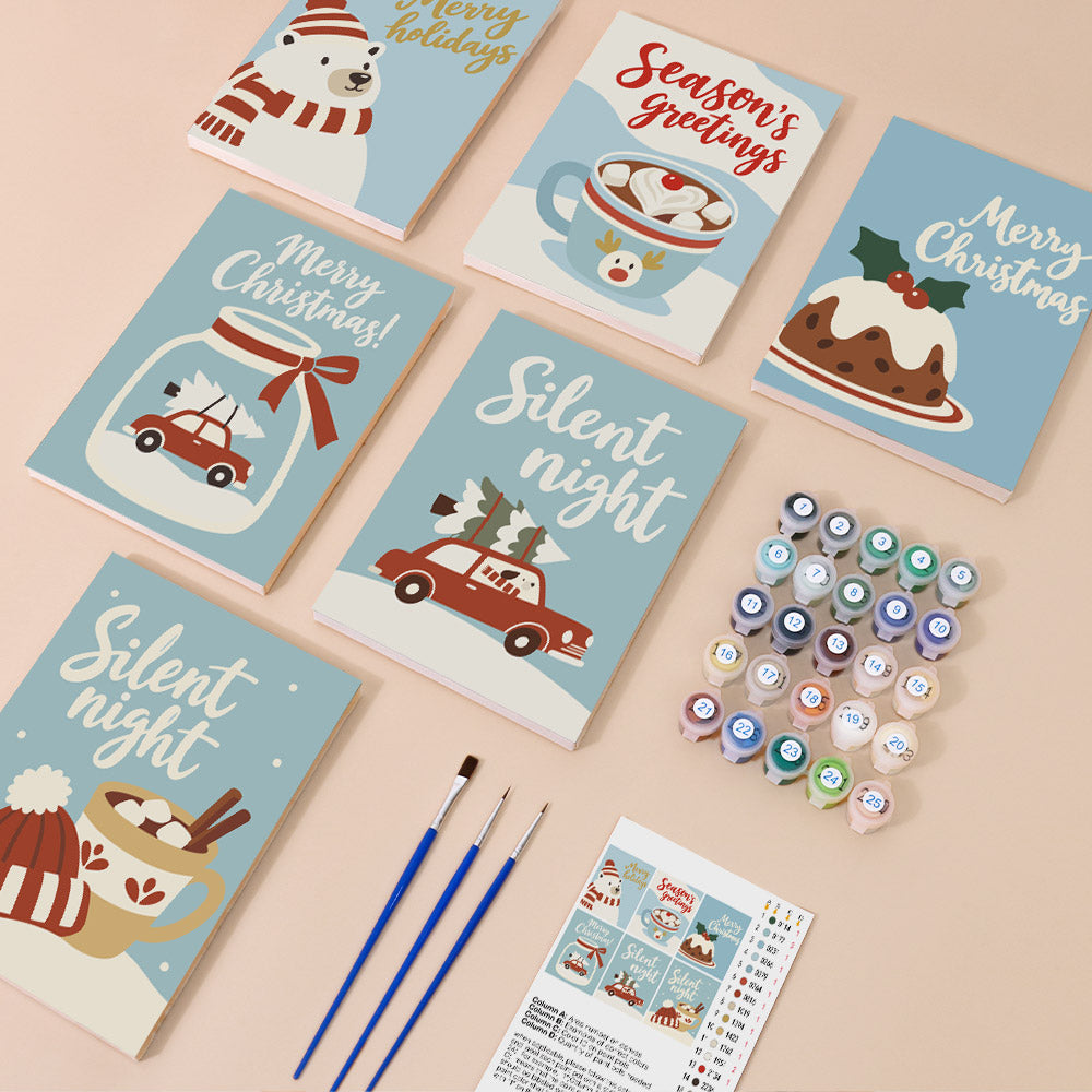 Silent Night Polar Bear and Cocoa (Mini Paint by Numbers)