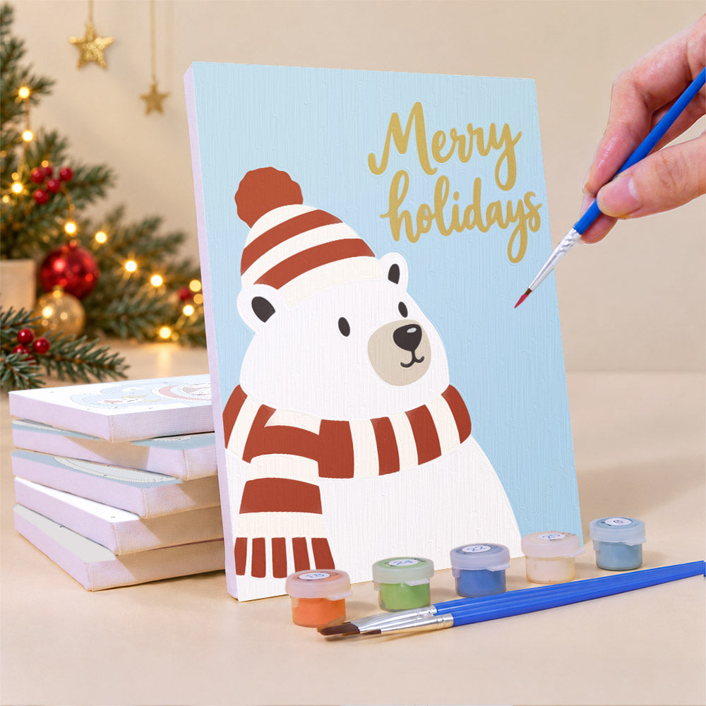Silent Night Polar Bear and Cocoa (Mini Paint by Numbers)