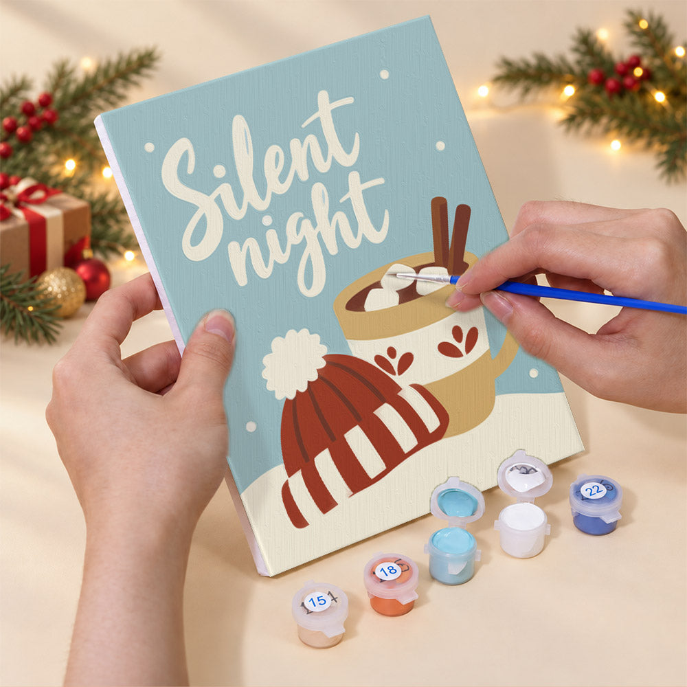 Silent Night Polar Bear and Cocoa (Mini Paint by Numbers)