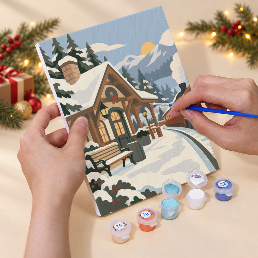 Painterly Alpine Snow Villages (Mini Paint by Numbers)