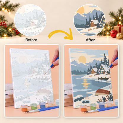 Painterly Alpine Snow Villages (Mini Paint by Numbers)