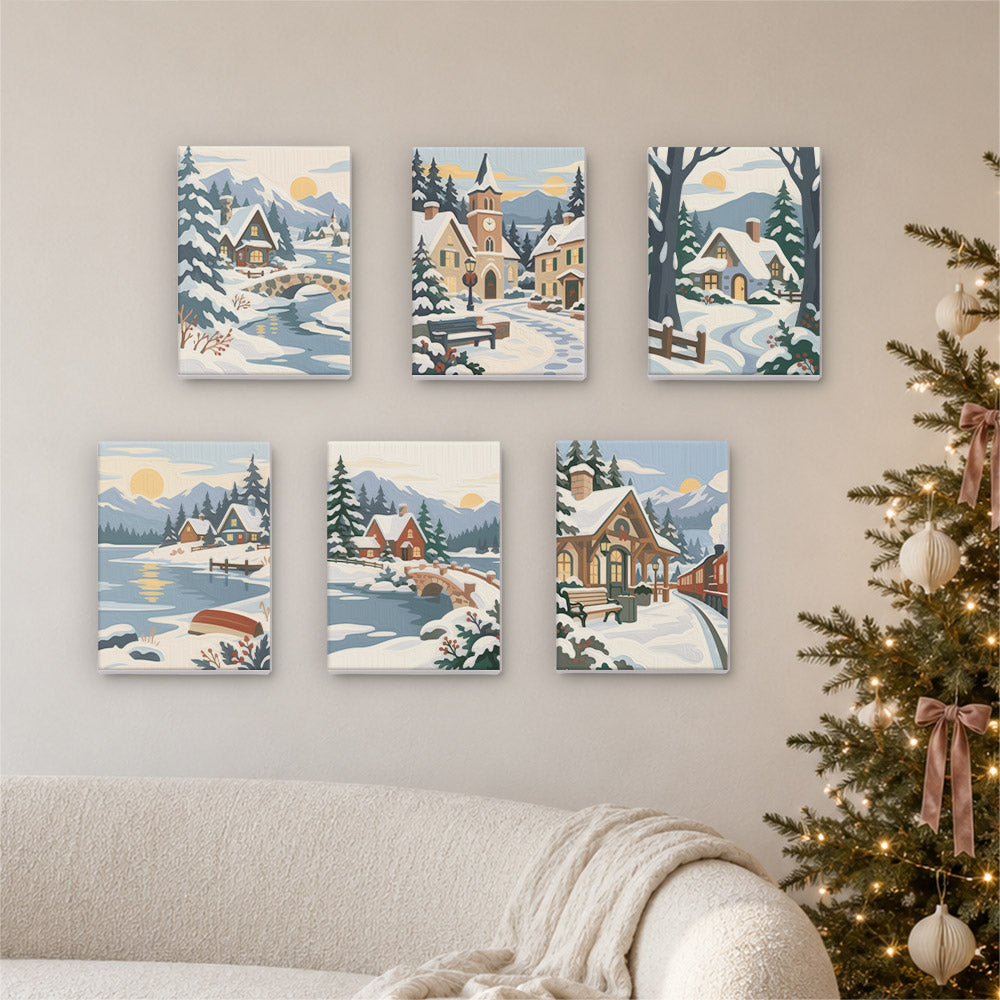 Painterly Alpine Snow Villages (Mini Paint by Numbers)