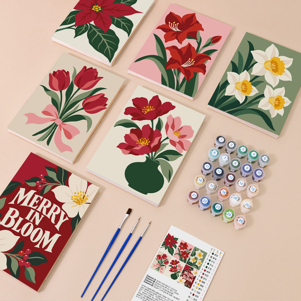 Merry in Bloom Winter Florals (Mini Paint by Numbers)