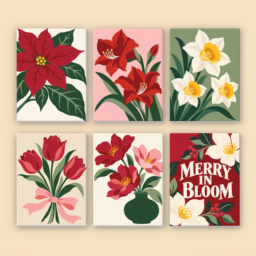 Merry in Bloom Winter Florals (Mini Paint by Numbers)