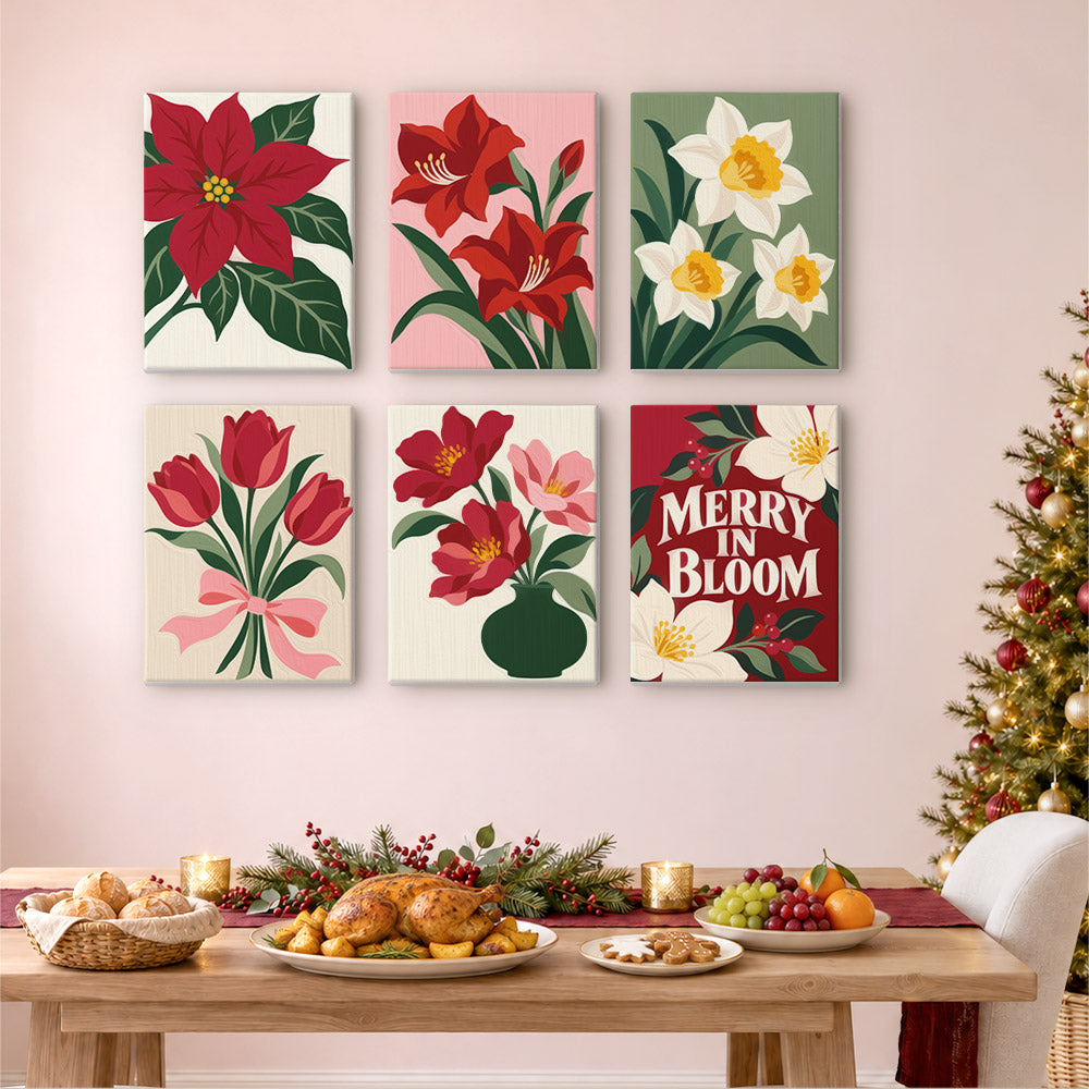 Merry in Bloom Winter Florals (Mini Paint by Numbers)