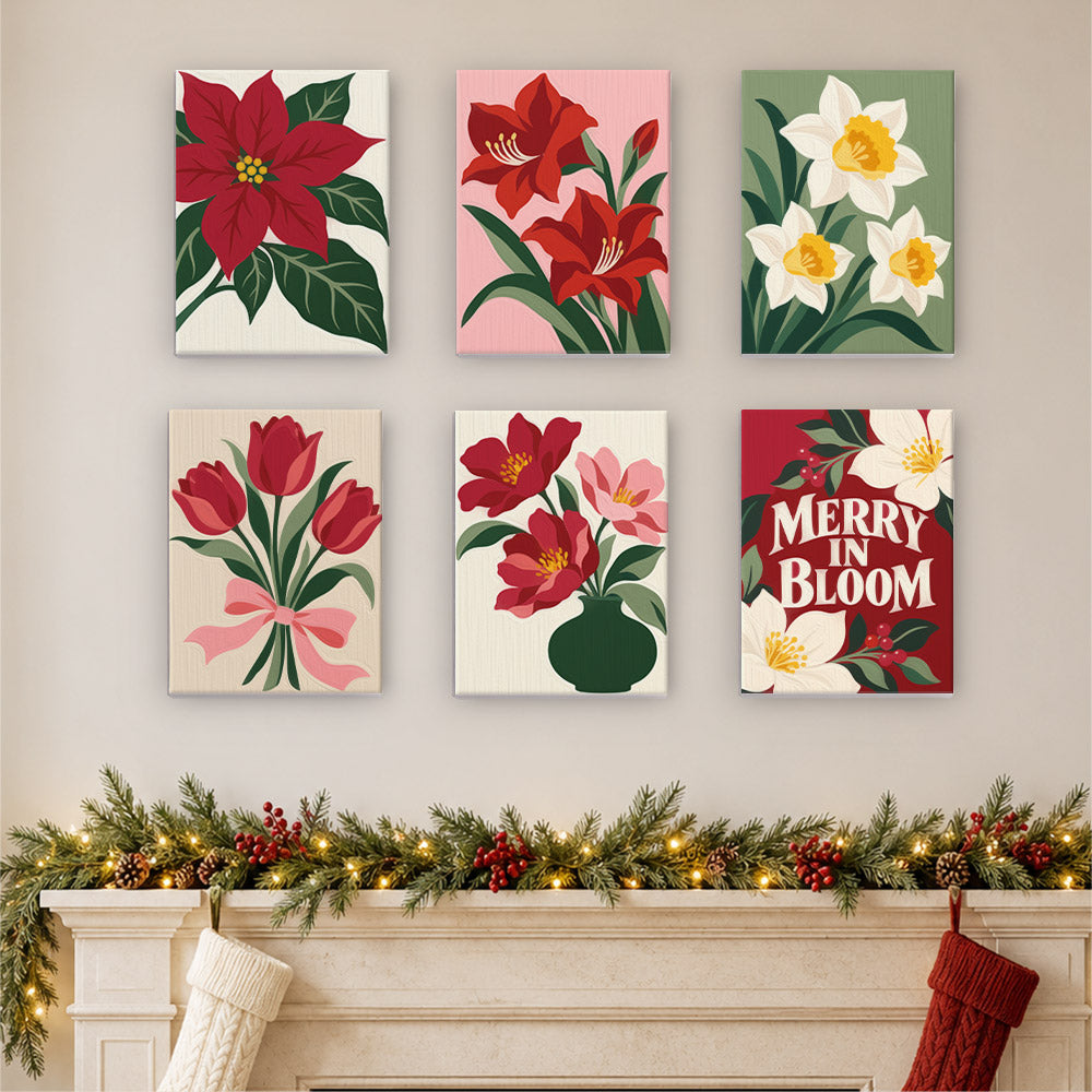 Merry in Bloom Winter Florals (Mini Paint by Numbers)