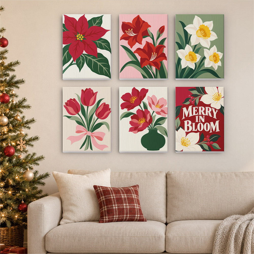 Merry in Bloom Winter Florals (Mini Paint by Numbers)