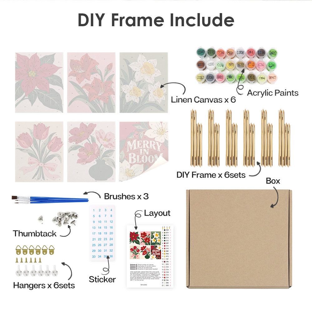 Merry in Bloom Winter Florals (Mini Paint by Numbers)