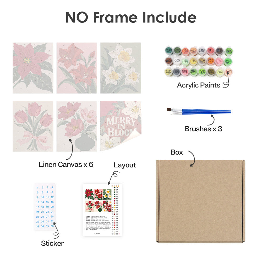 Merry in Bloom Winter Florals (Mini Paint by Numbers)