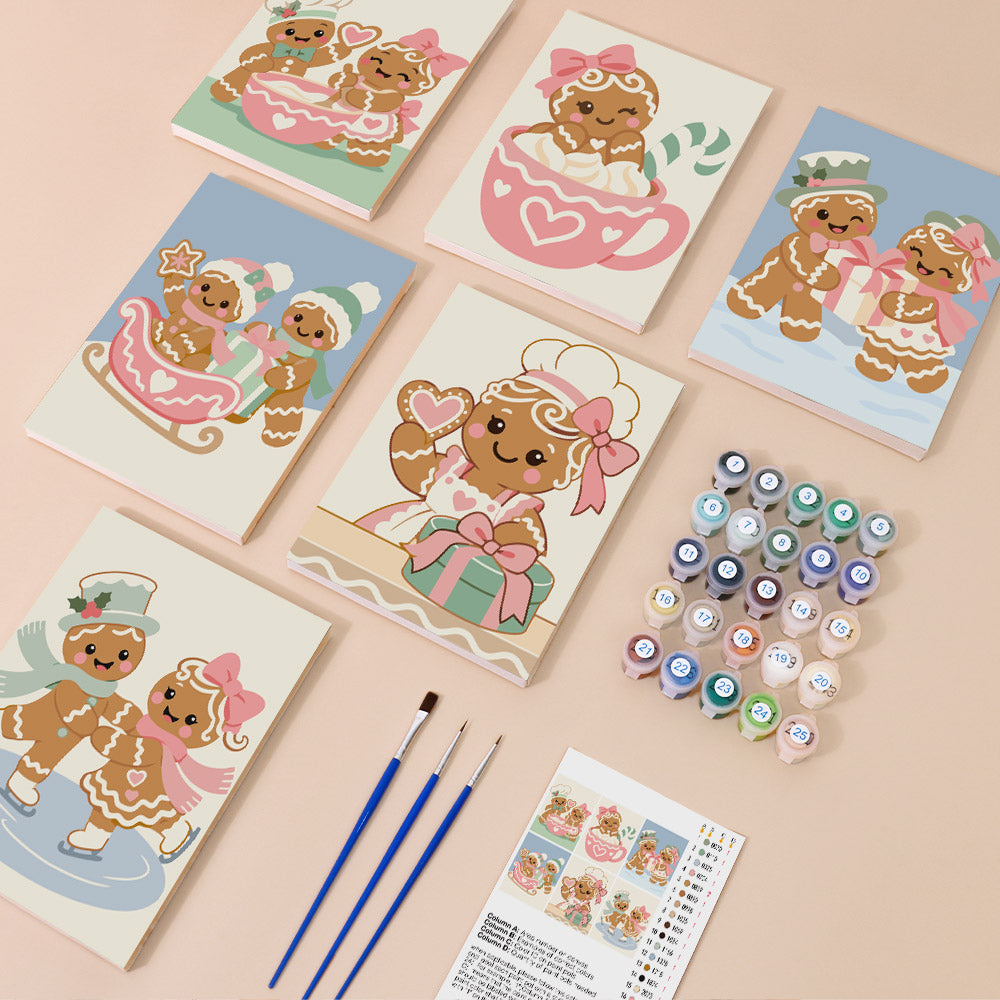 Gingerbread Sweethearts on Ice (Mini Paint by Numbers)
