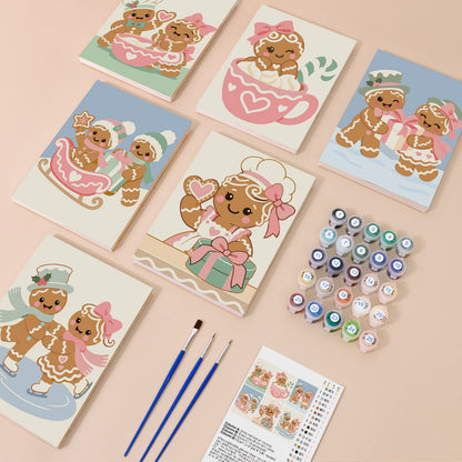 Gingerbread Sweethearts on Ice (Mini Paint by Numbers)