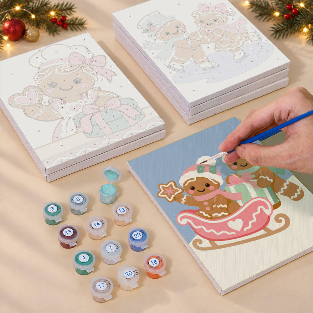 Gingerbread Sweethearts on Ice (Mini Paint by Numbers)