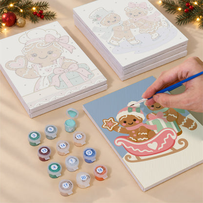 Gingerbread Sweethearts on Ice (Mini Paint by Numbers)