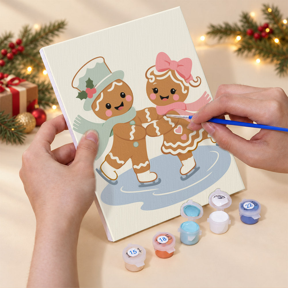 Gingerbread Sweethearts on Ice (Mini Paint by Numbers)