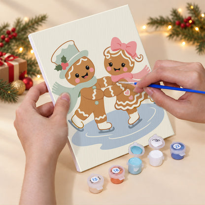 Gingerbread Sweethearts on Ice (Mini Paint by Numbers)