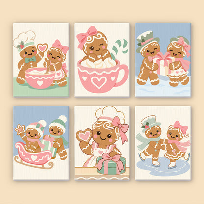 Gingerbread Sweethearts on Ice (Mini Paint by Numbers)