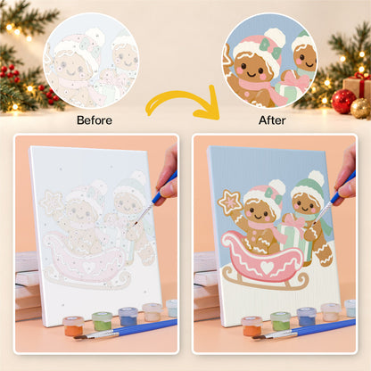 Gingerbread Sweethearts on Ice (Mini Paint by Numbers)