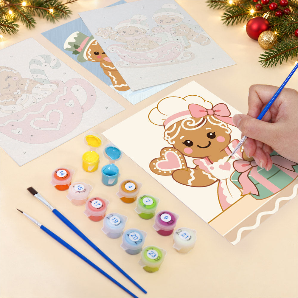 Gingerbread Sweethearts on Ice (Mini Paint by Numbers)