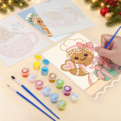Gingerbread Sweethearts on Ice (Mini Paint by Numbers)