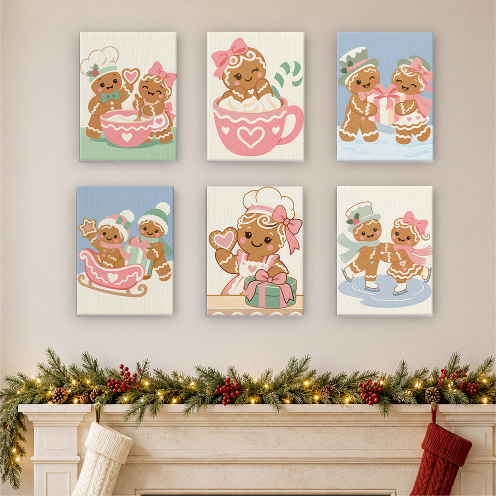 Gingerbread Sweethearts on Ice (Mini Paint by Numbers)