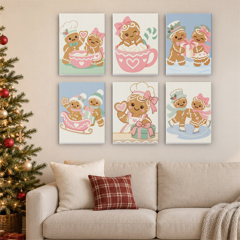 Gingerbread Sweethearts on Ice (Mini Paint by Numbers)