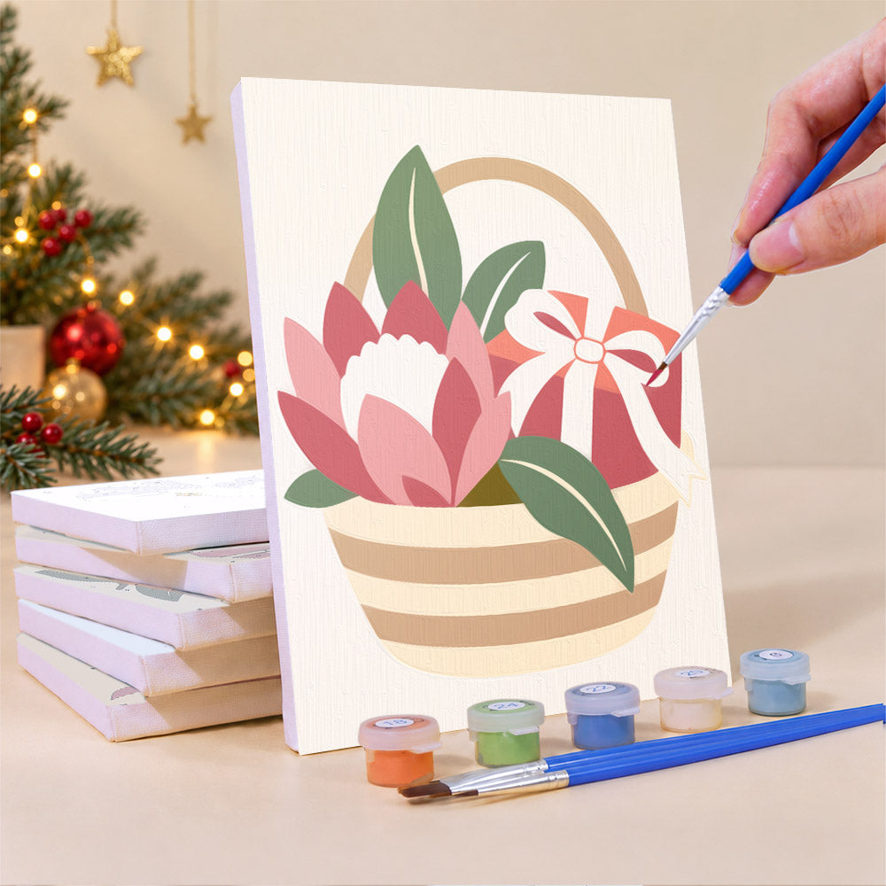 Protea Basket and Seaside Teacups (Mini Paint by Numbers)