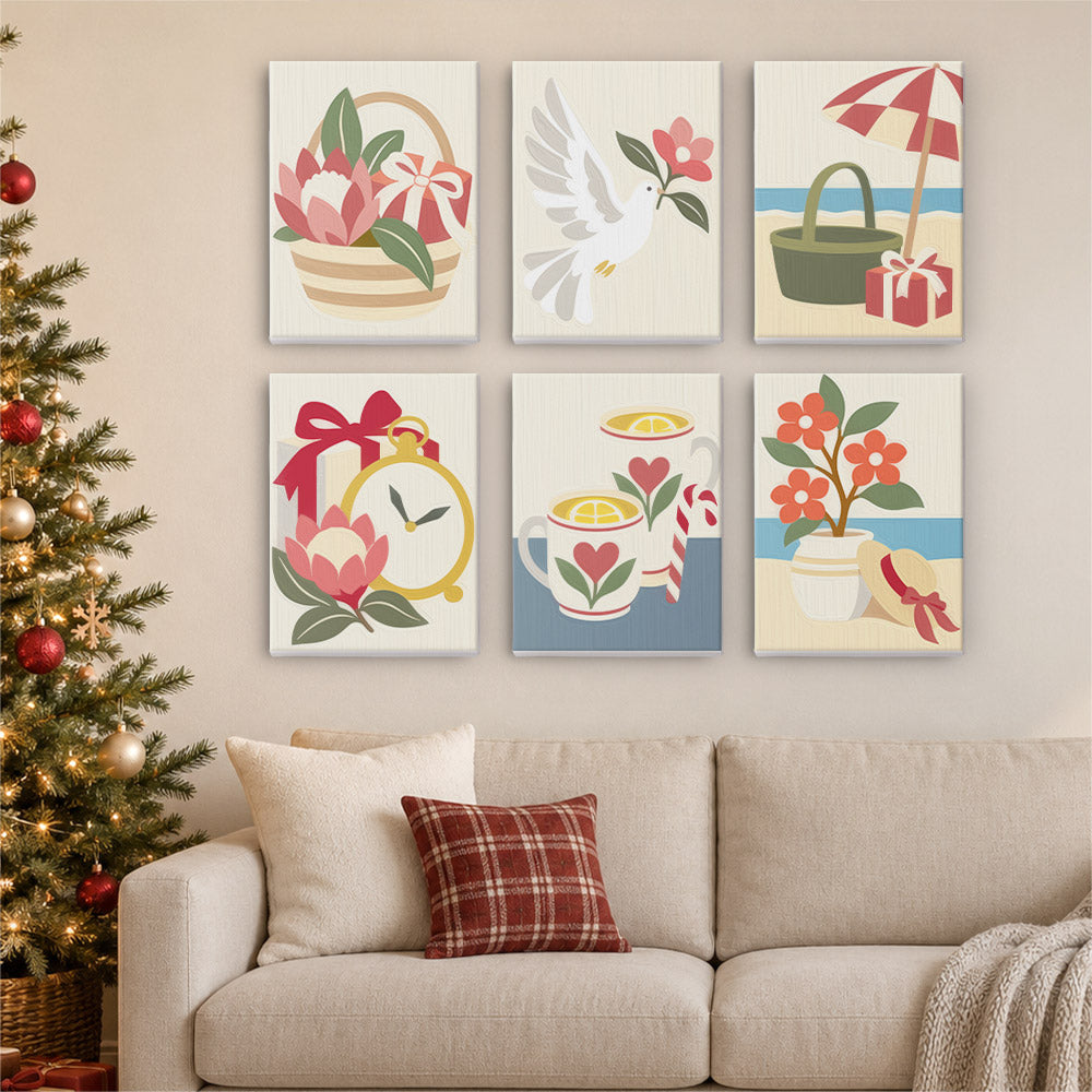 Protea Basket and Seaside Teacups (Mini Paint by Numbers)