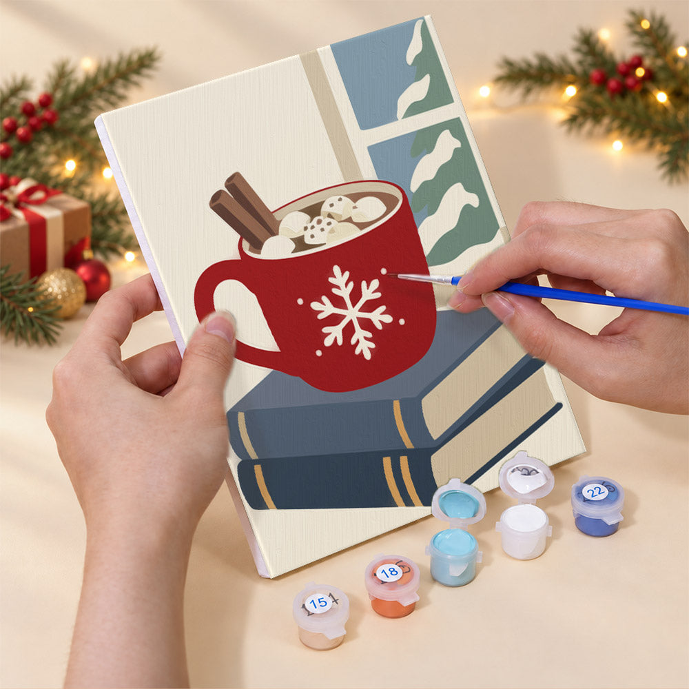 Owl and Poinsettia Country Noel (Mini Paint by Numbers)