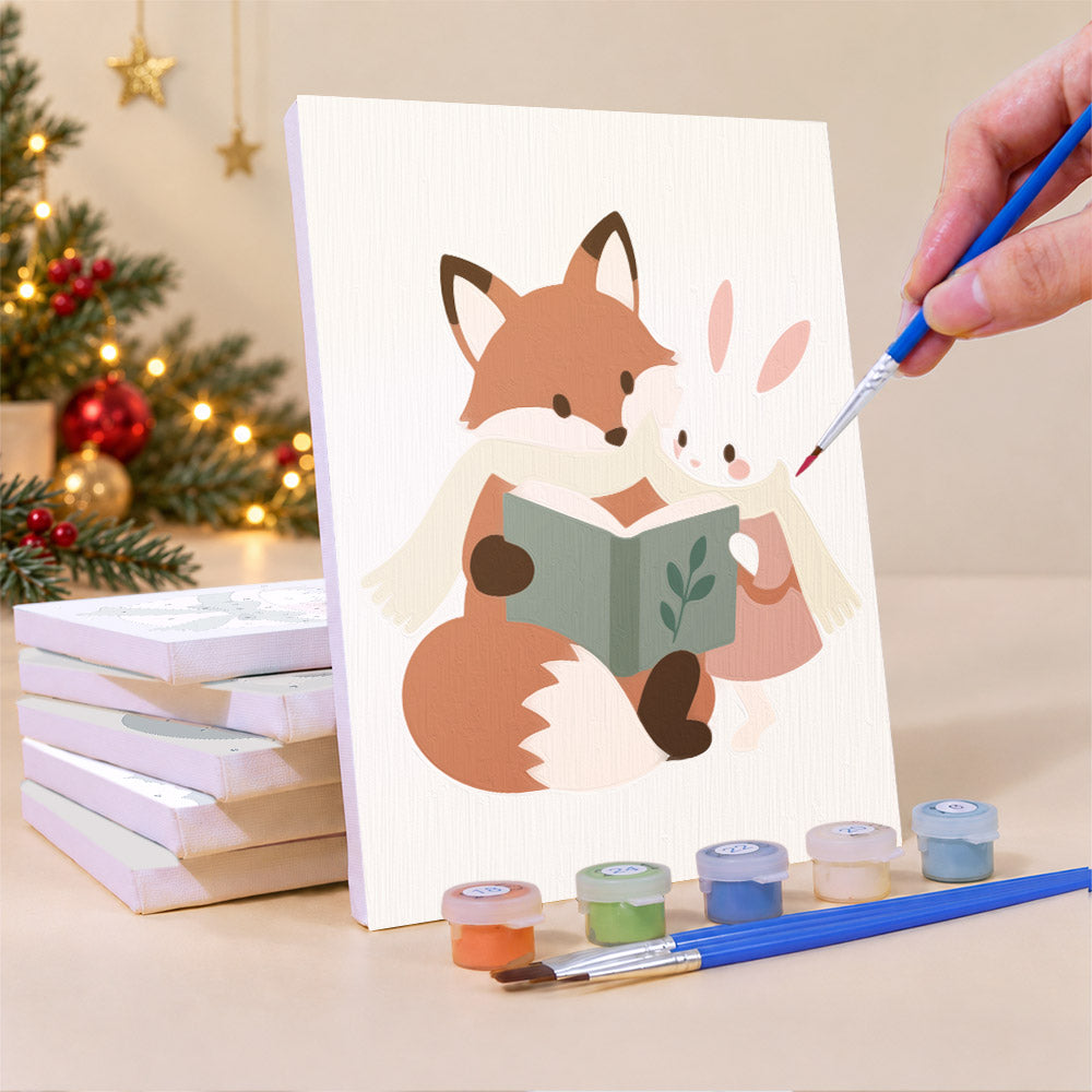 Fox Reading to a Bunny (Mini Paint by Numbers)