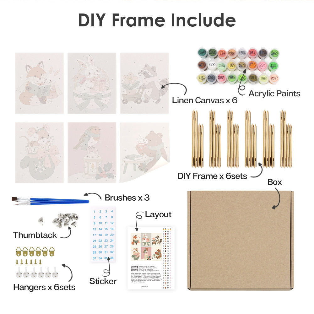 Fox Reading to a Bunny (Mini Paint by Numbers)