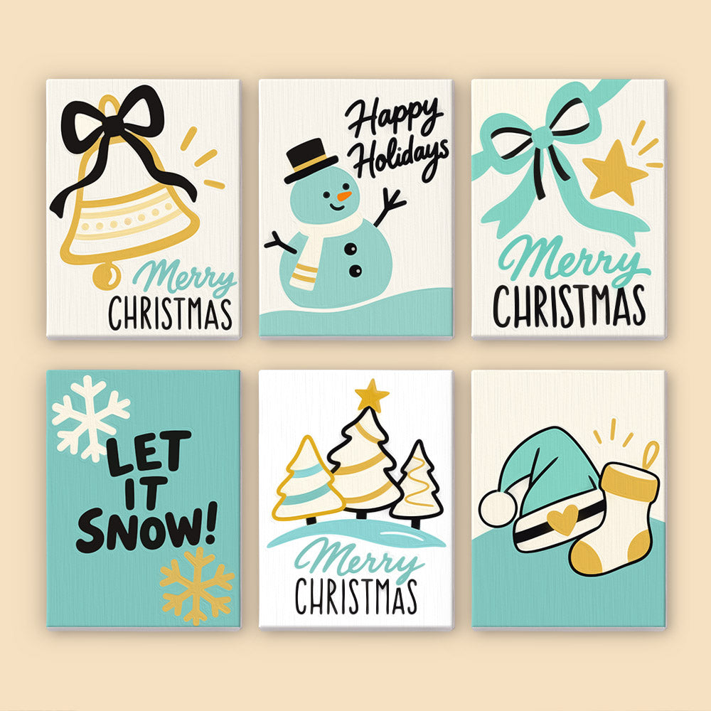Teal and Gold Let It Snow (Mini Paint by Numbers)