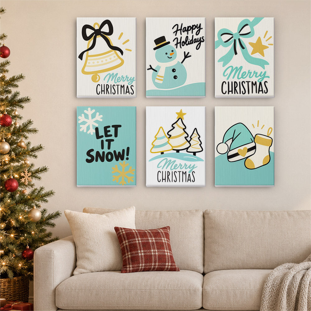 Teal and Gold Let It Snow (Mini Paint by Numbers)