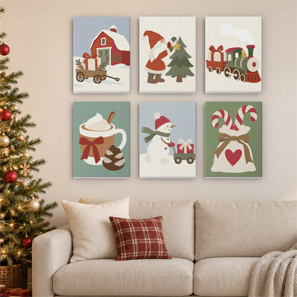 Red Barn and Toy Train Christmas (Mini Paint by Numbers)