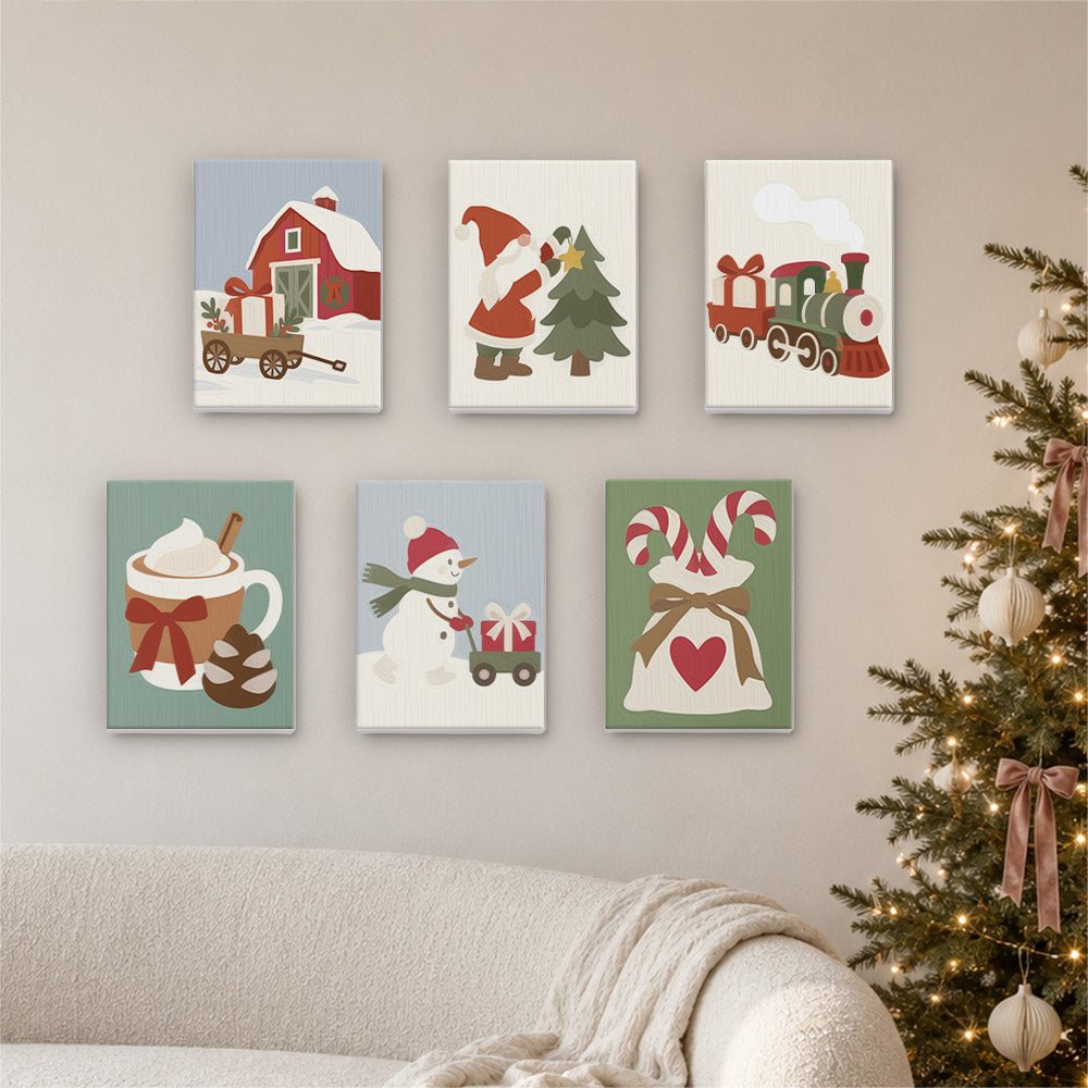 Red Barn and Toy Train Christmas (Mini Paint by Numbers)