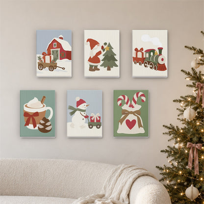Red Barn and Toy Train Christmas (Mini Paint by Numbers)
