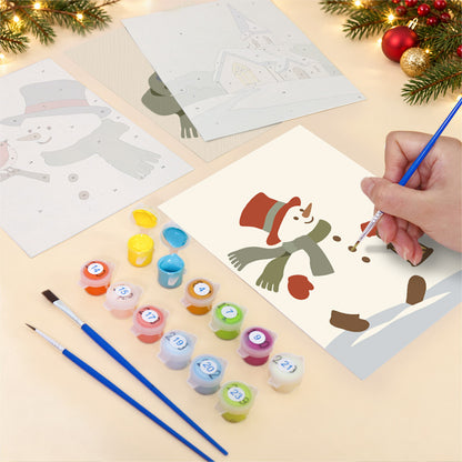 Top Hat Snowman and Country Chapel (Mini Paint by Numbers)