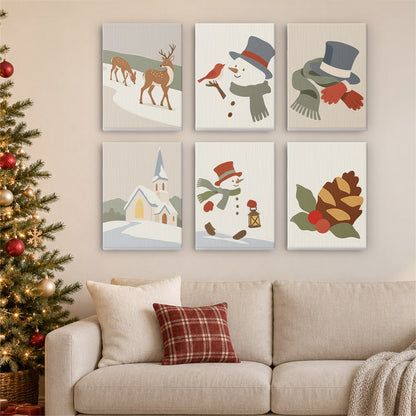 Top Hat Snowman and Country Chapel (Mini Paint by Numbers)