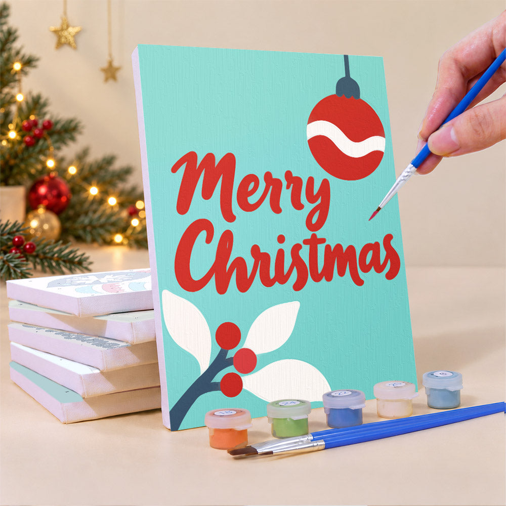 Teal and Red Skating Snowman (Mini Paint by Numbers)