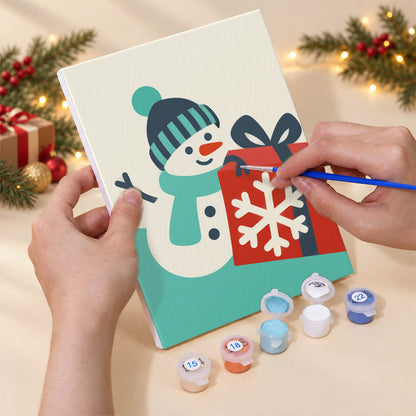 Teal and Red Skating Snowman (Mini Paint by Numbers)