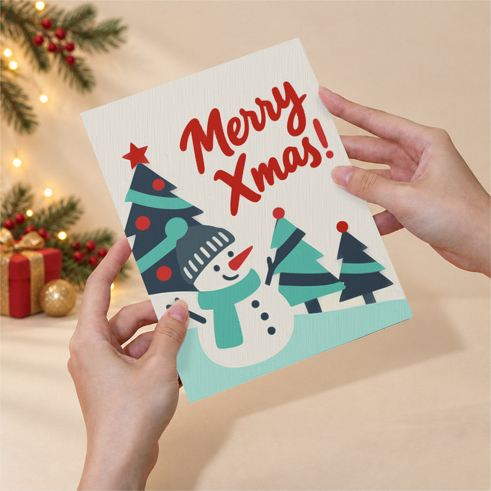 Teal and Red Skating Snowman (Mini Paint by Numbers)