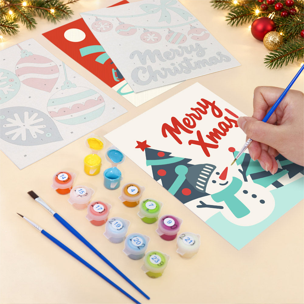 Teal and Red Skating Snowman (Mini Paint by Numbers)