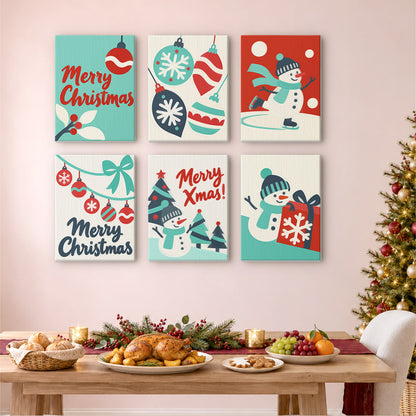 Teal and Red Skating Snowman (Mini Paint by Numbers)