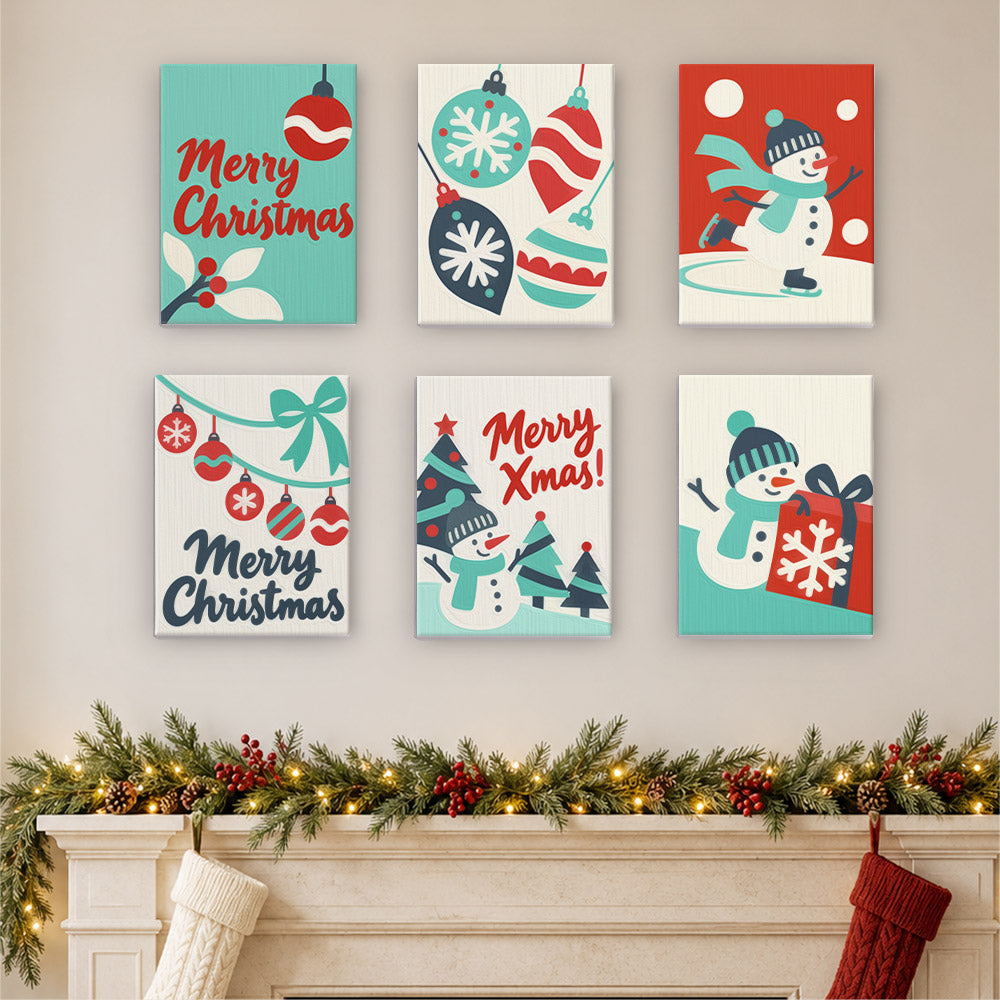 Teal and Red Skating Snowman (Mini Paint by Numbers)
