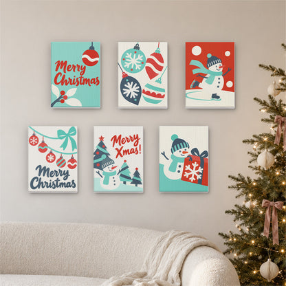 Teal and Red Skating Snowman (Mini Paint by Numbers)