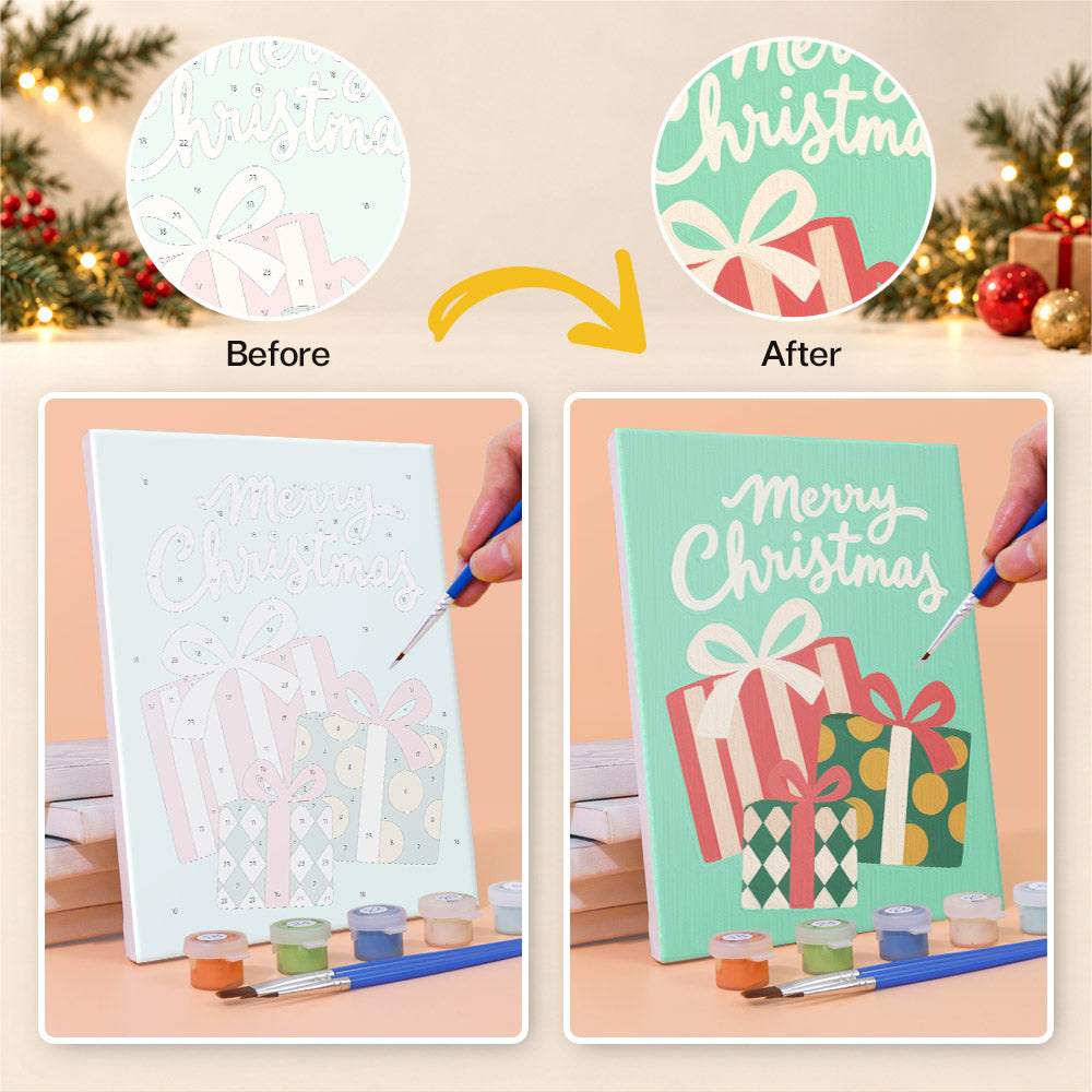 Peach and Mint Script Christmas (Mini Paint by Numbers)