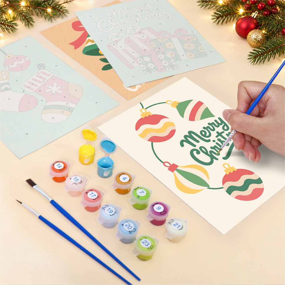 Peach and Mint Script Christmas (Mini Paint by Numbers)